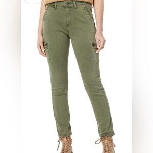 Paige Jolie Women’s Green Cargo Pants Size 26 Slim Fit Stretch Utility Olive New